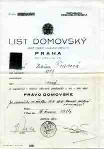 Katharina Fried's certificate of residence, 1934