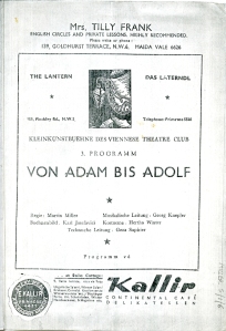Miller 5/1/6. Programme for the Laterndl's third cabaret show, Von Adam bis Adolf, February 1940 (photocopy